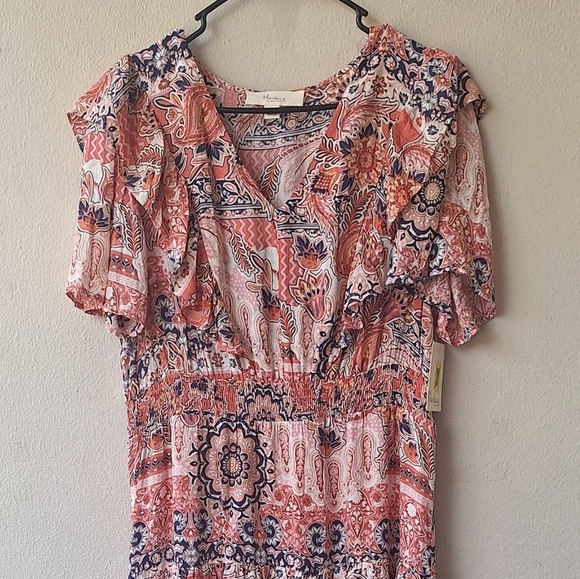 Nurture by Westbound Printed V-Neck Tiered Women's Dress Size L NWT - Picture 4 of 12